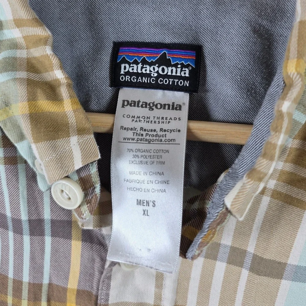 Patagonia Mens Birdshot‎ Organic Cotton Plaid Button Down Shirt XL Casual - Picture 6 of 12